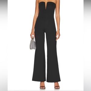 Good American Strapless V Scuba Jumpsuit in Black001